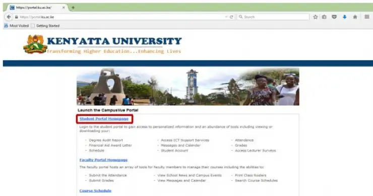 Access your Kenyatta University Student Portal