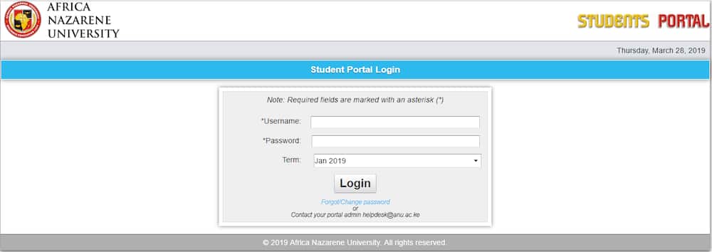 Accessing the Africa Nazarene University Student Portal