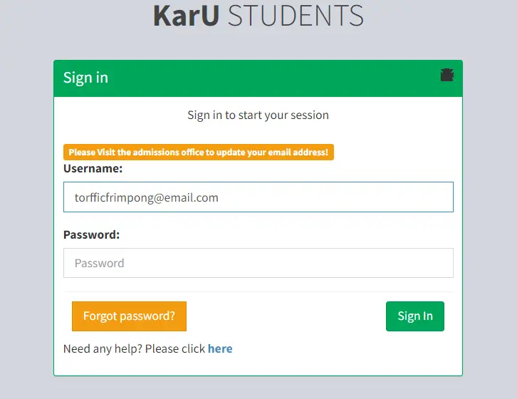 Accessing the Karatina University Student Portal