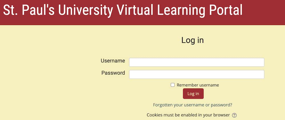 Accessing the St. Pauls University Student Portal