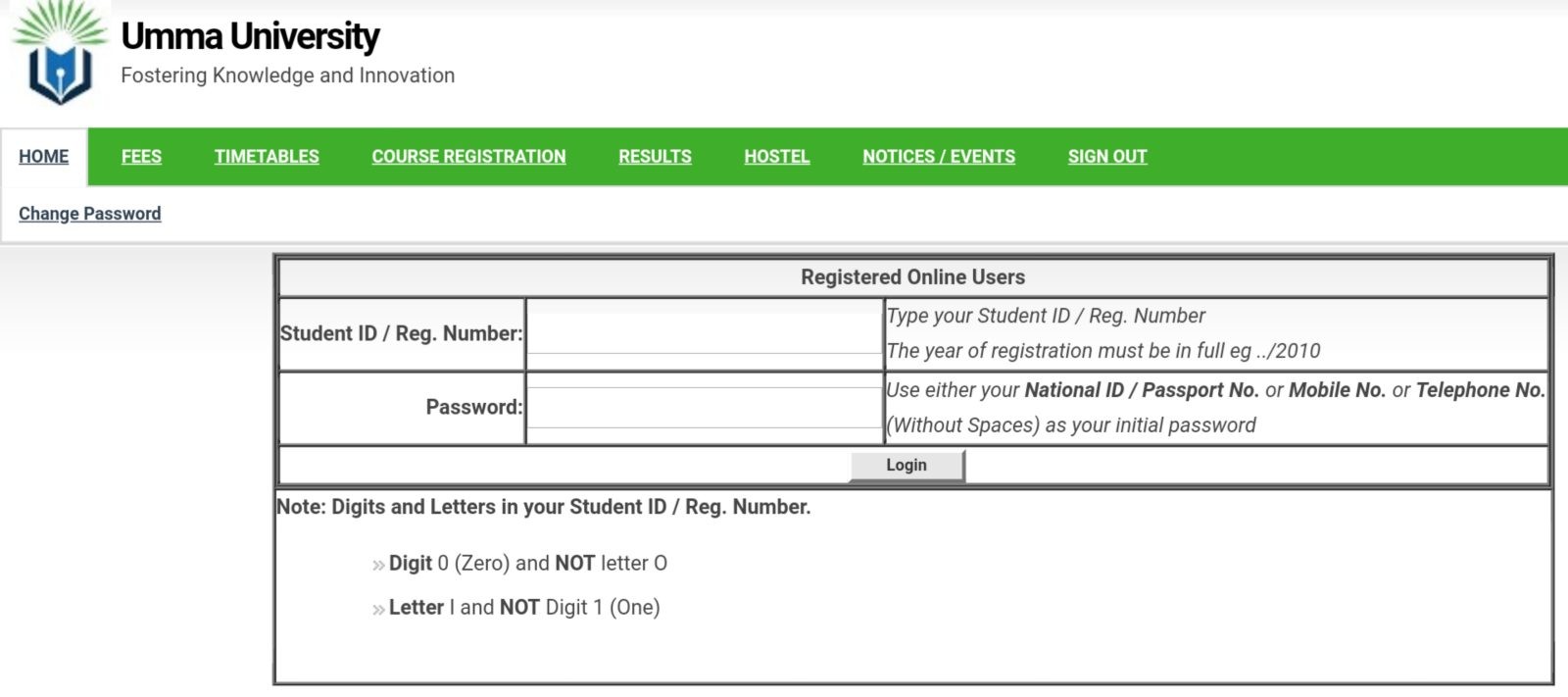 Accessing the Umma University Student Portal