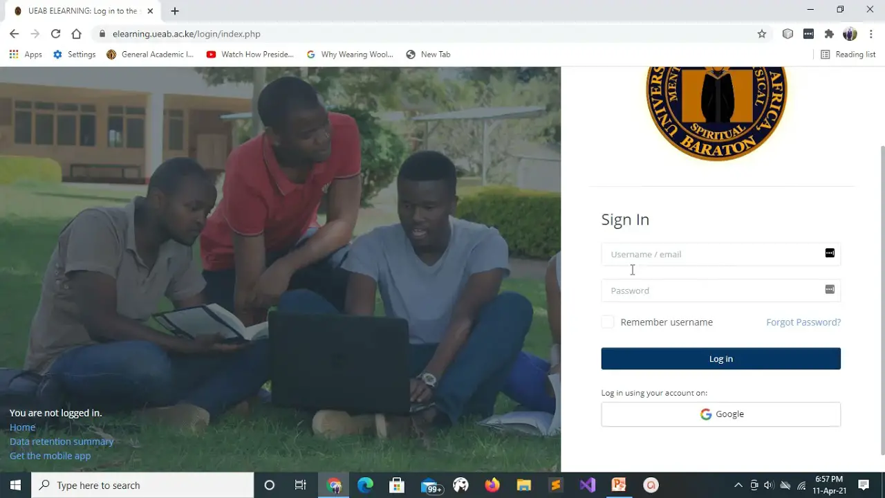 Accessing the University of Eastern Africa, Baraton Student Portal