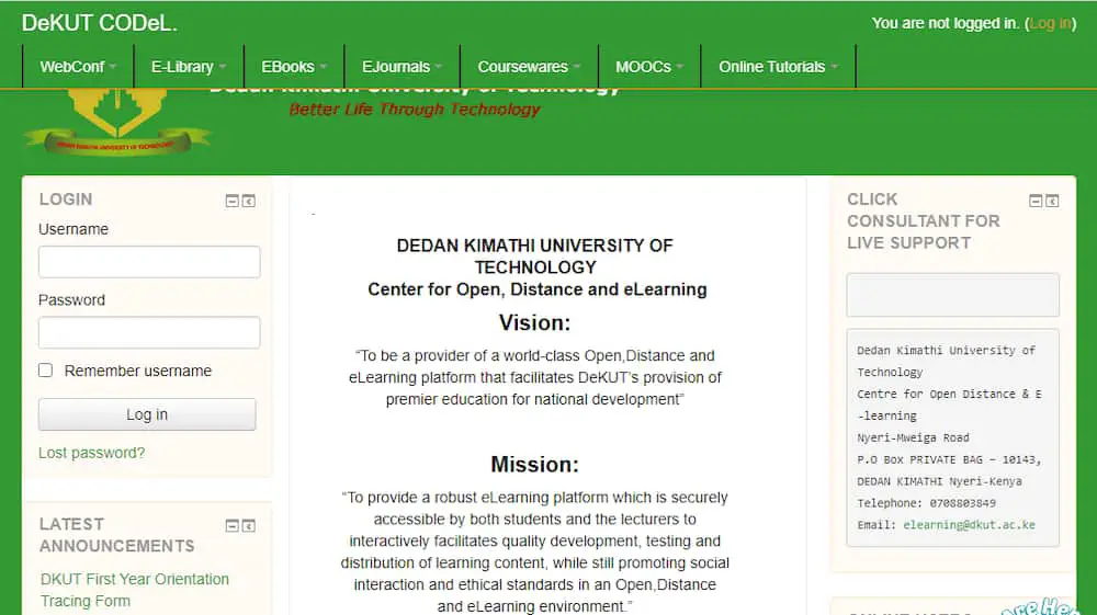 How to Access Dedan Kimathi University of Technology Student Portal