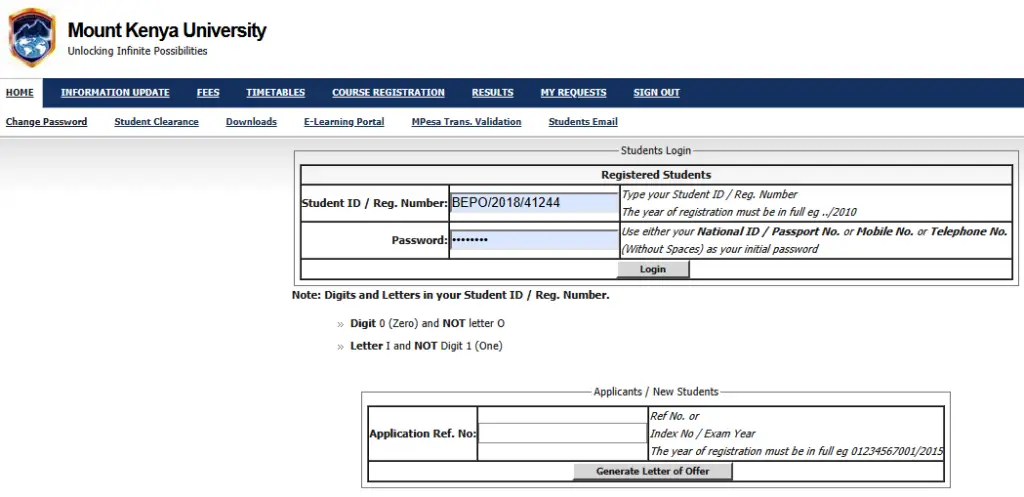 How to Access the Mount Kenya University Student Portal