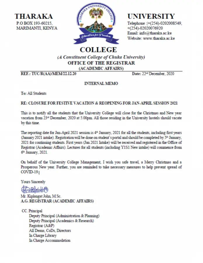 Tharaka University College Student Portal